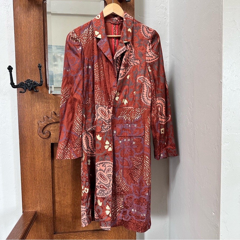FREE PEOPLE Eye of the Wild Terracotta Stamped Duster Jacket - Picture 7 of 14